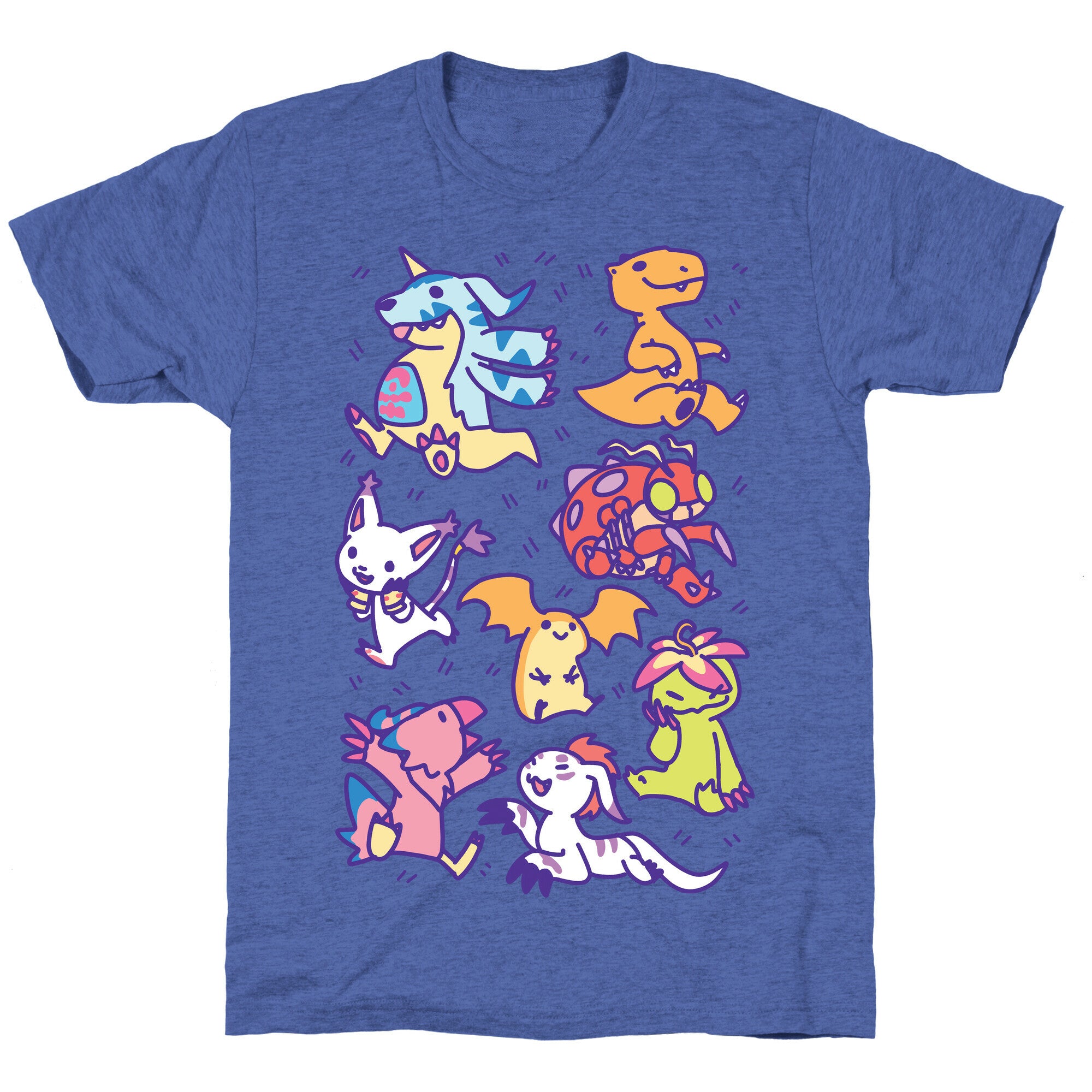 Digital Monsters Pattern Unisex Triblend Tee